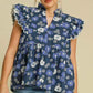 Umgee Full Size Floral Print Peplum Top Plus Size Tops
