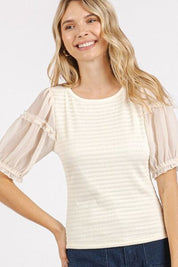 Mittoshop Frill Round Neck Half Sleeve Blouse