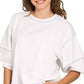 Zenana Balloon Sleeve Top with Contrast Stitching - DAVERRI FASHIONS