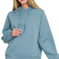 Zenana Drawstring Relaxed Fit Fleece Hoodie - DAVERRI FASHIONS