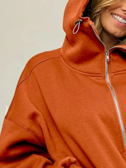 BiBi Half Zip Vintage Washed Fleece Hoodie | Hoodies Daverri Fashions