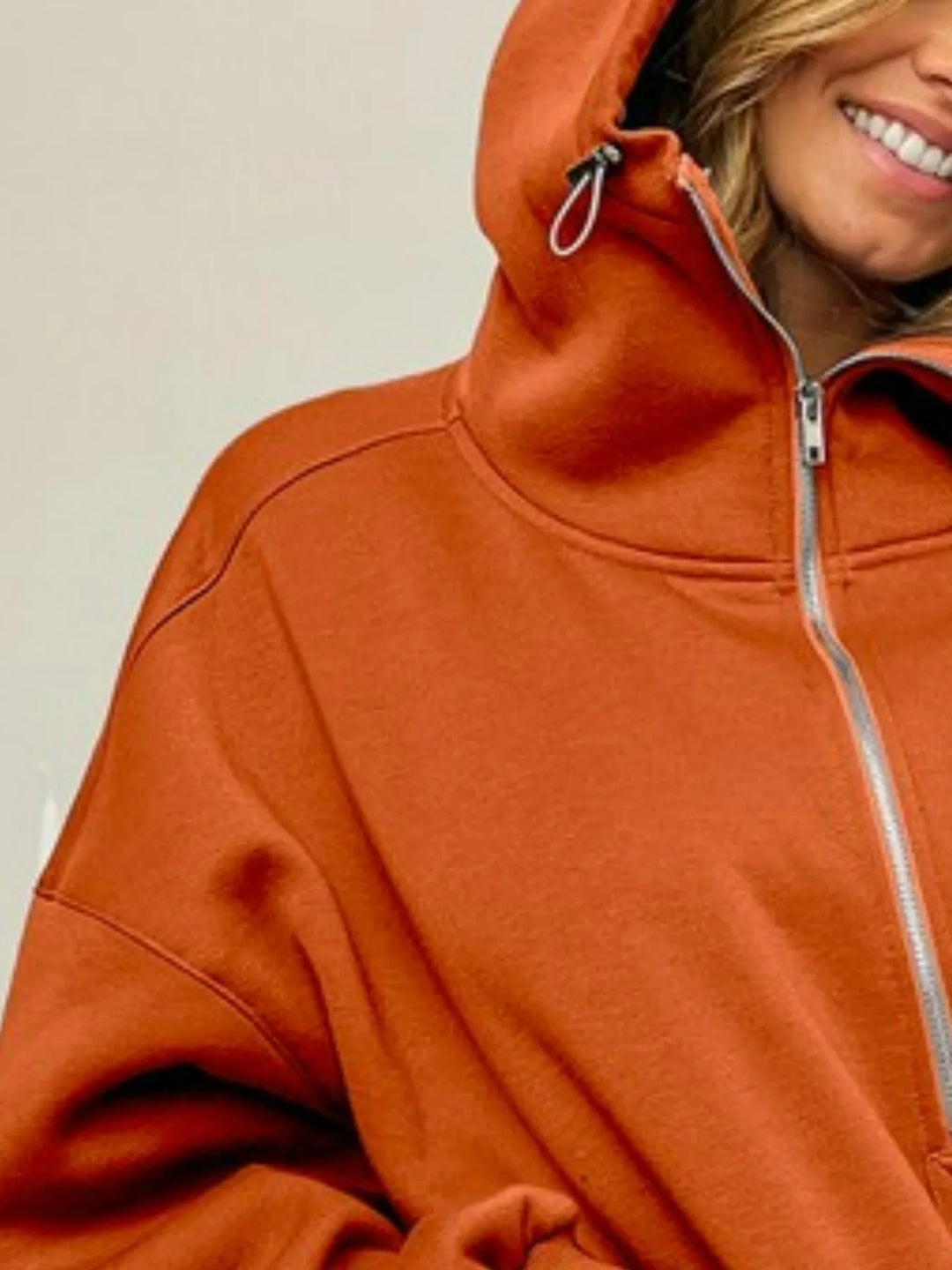 BiBi Half Zip Vintage Washed Fleece Hoodie Hoodies