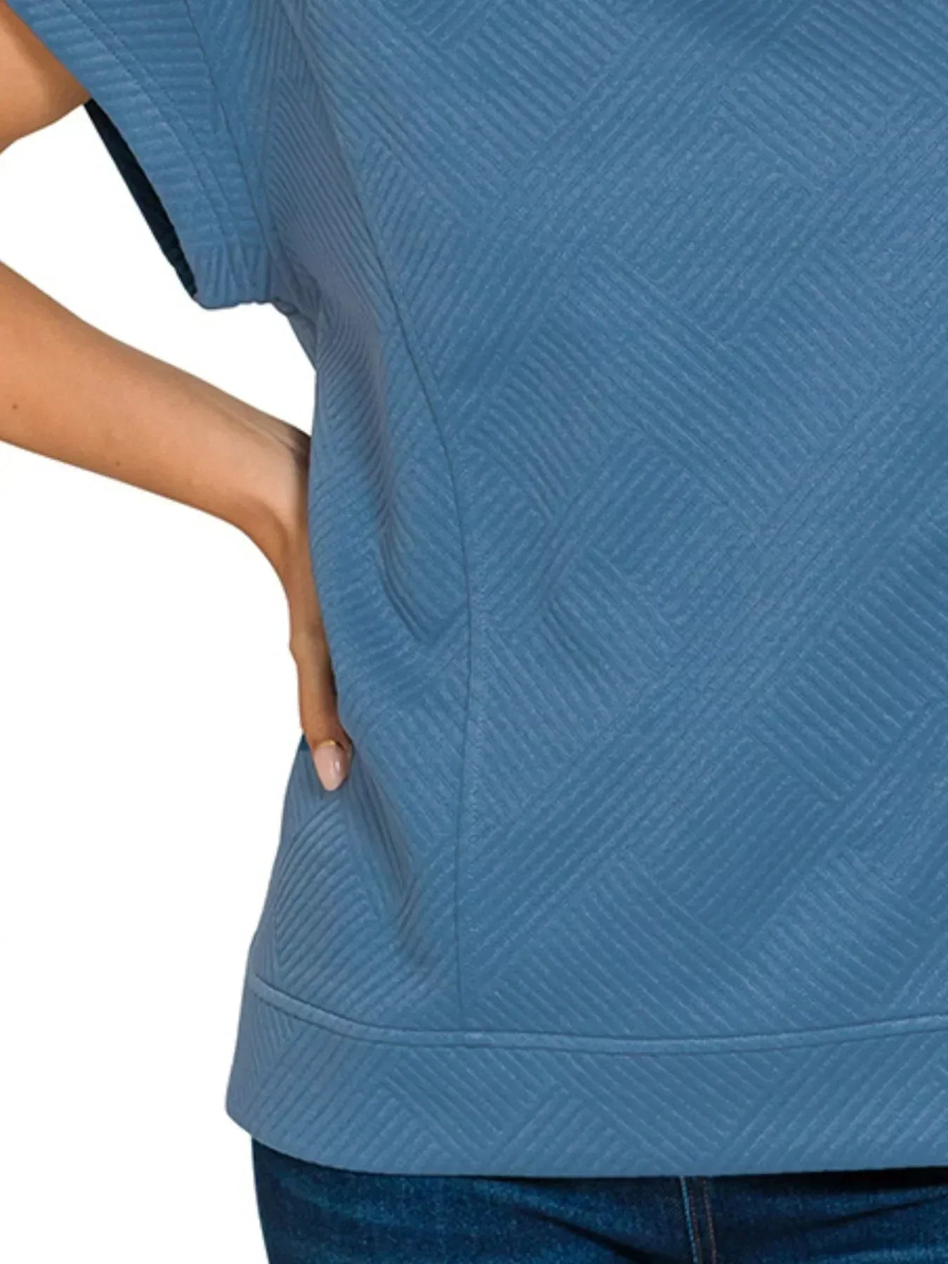 Zenana Textured Knit Jacquard Short Sleeve Top - DAVERRI FASHIONS