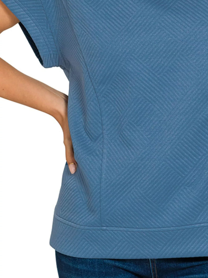 Zenana Textured Knit Jacquard Short Sleeve Top | Daverri Fashions