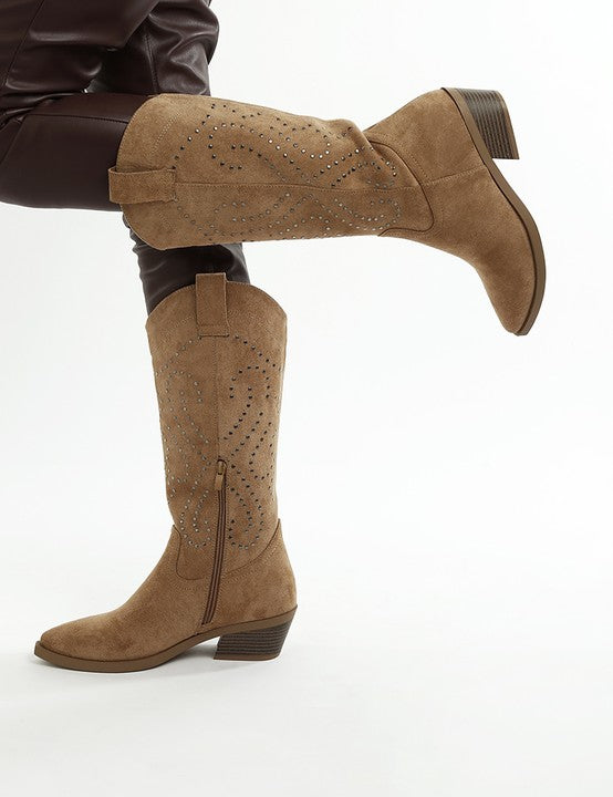 Lariat Studs Embellished Cowboy Boots | Boots Daverri Fashions