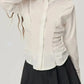 Ruched Button Down Long Sleeve Shirt - DAVERRI FASHIONS