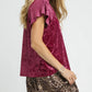 Umgee Crushed Velvet Pleated Blouse Blouses