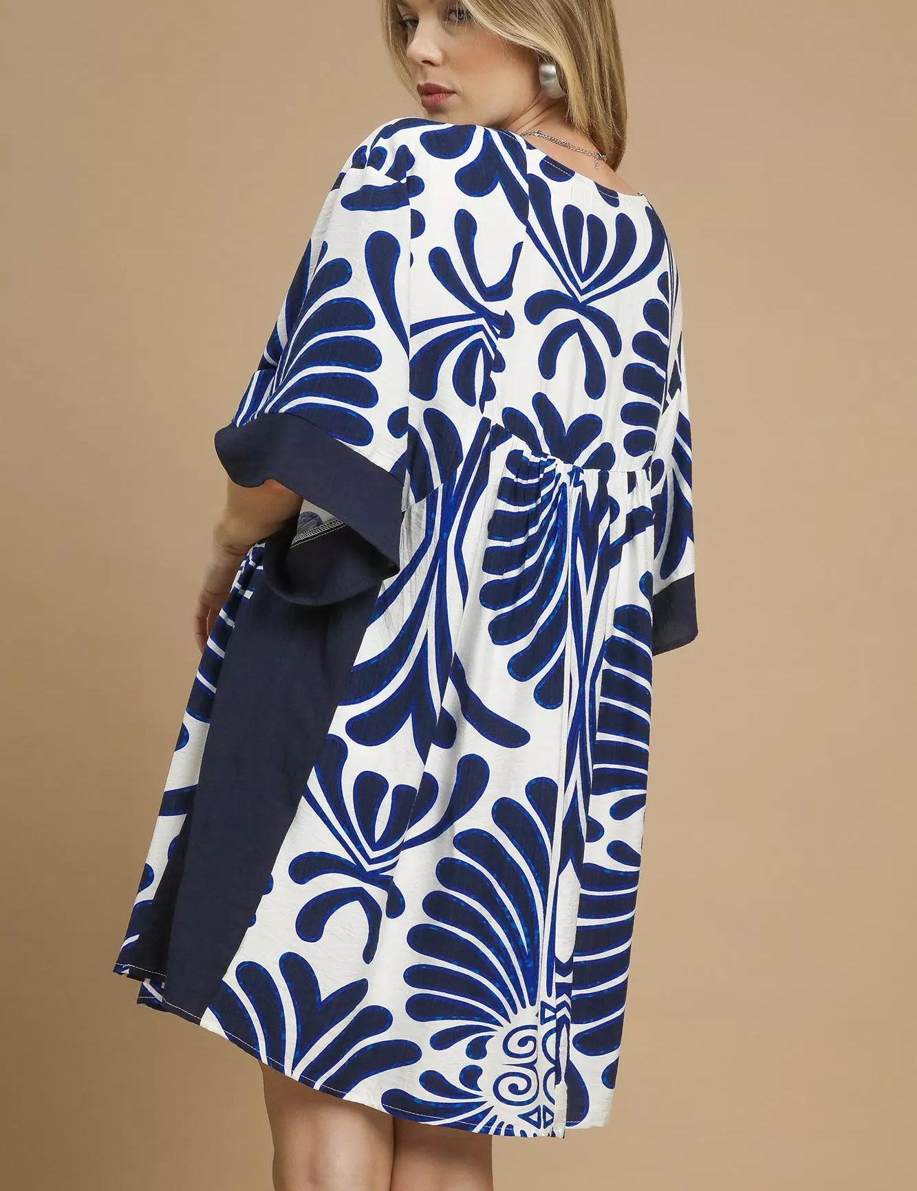 Umgee Abstract Print Kimono Sleeve Mini Dress | Mini Dresses Daverri Fashions
