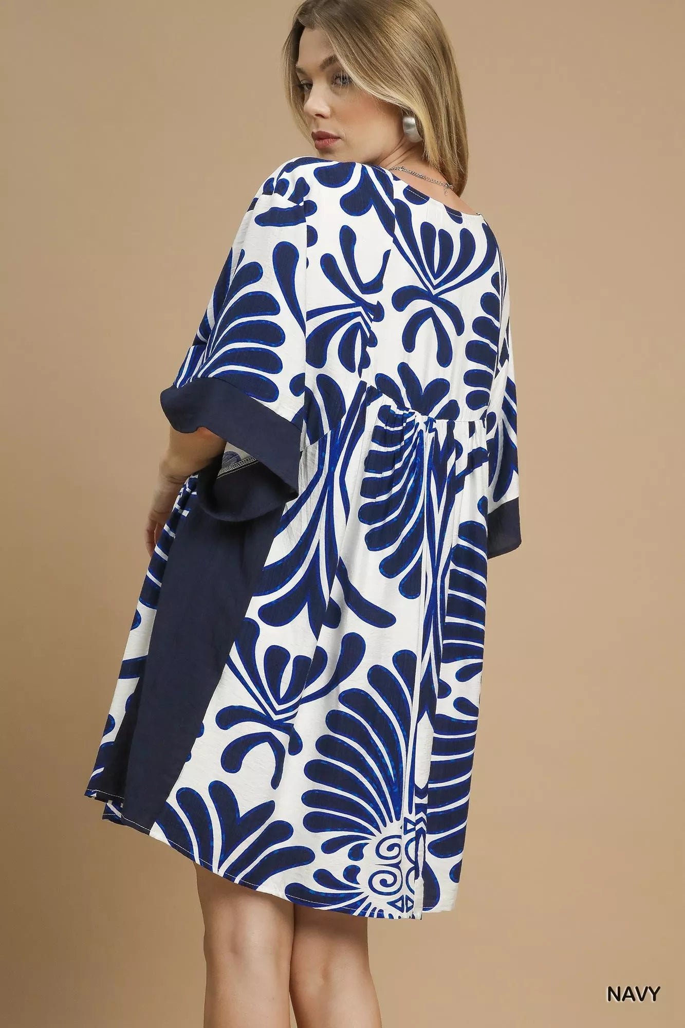 Umgee Abstract Print Kimono Sleeve Mini Dress | Mini Dresses Daverri Fashions