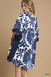 Umgee Abstract Print Kimono Sleeve Mini Dress | Mini Dresses Daverri Fashions