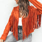 Fringe Open Front Cropped Jacket - DAVERRI FASHIONS