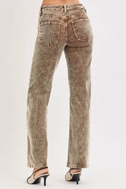 RISEN Tummy Control Mid Rise Straight Leg Corduroy Pants | Pants Daverri Fashions