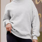 Heather gray mock neck dropped shoulder oversized sweatshirt with ribbed cuffs