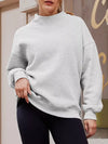 Heather gray mock neck dropped shoulder oversized sweatshirt with ribbed cuffs