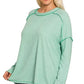 Zenana Full Size Melange Hacci Exposed Seam Hi-low Tee Plus Size - DAVERRI FASHIONS
