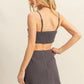HYFVE Charcoal Ruched Bra Top and Mini Skirt Set Skirt Sets
