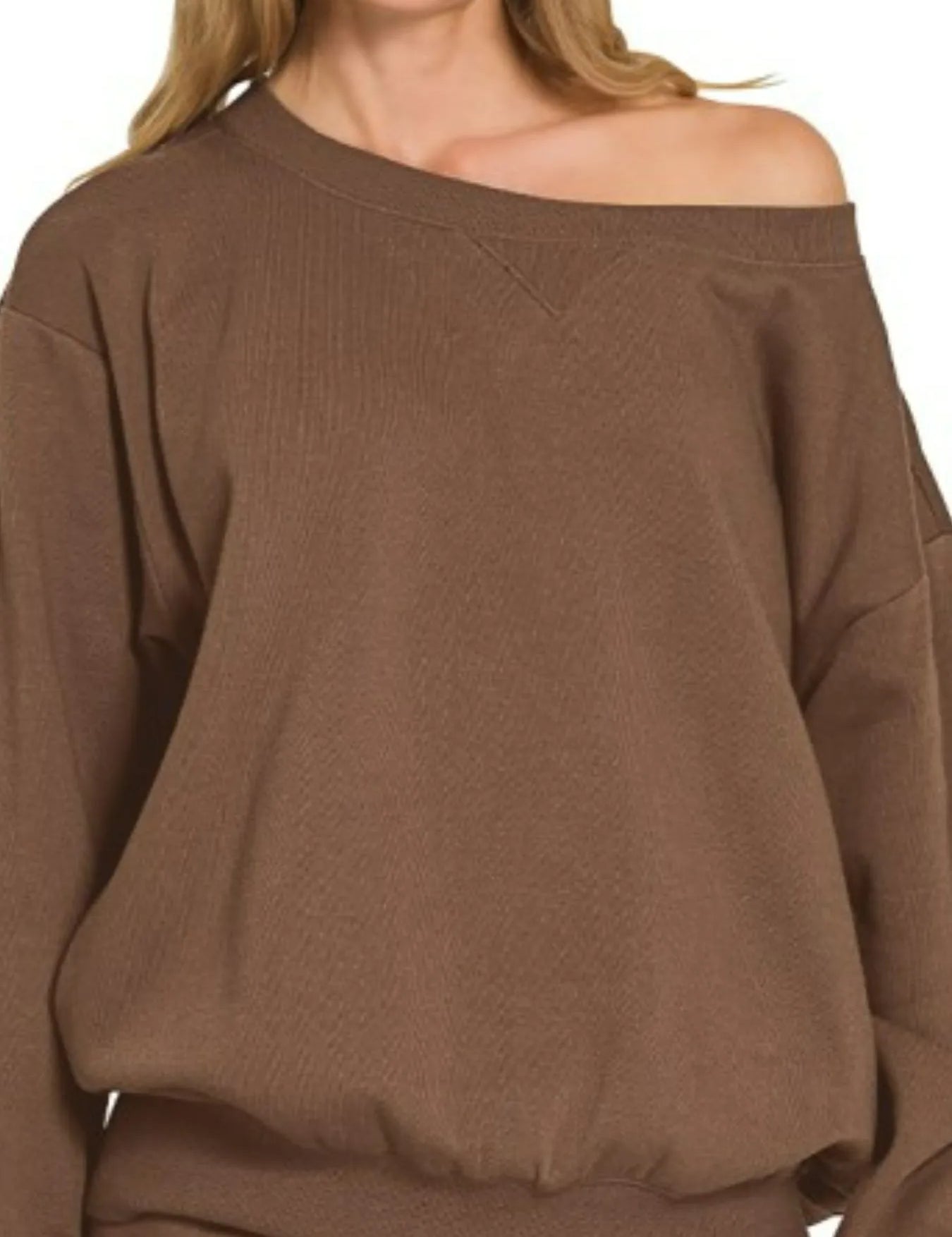 Zenana Fleece Boat Neck Sweatshirt and Shorts Set | Loungewear Sets Daverri Fashions