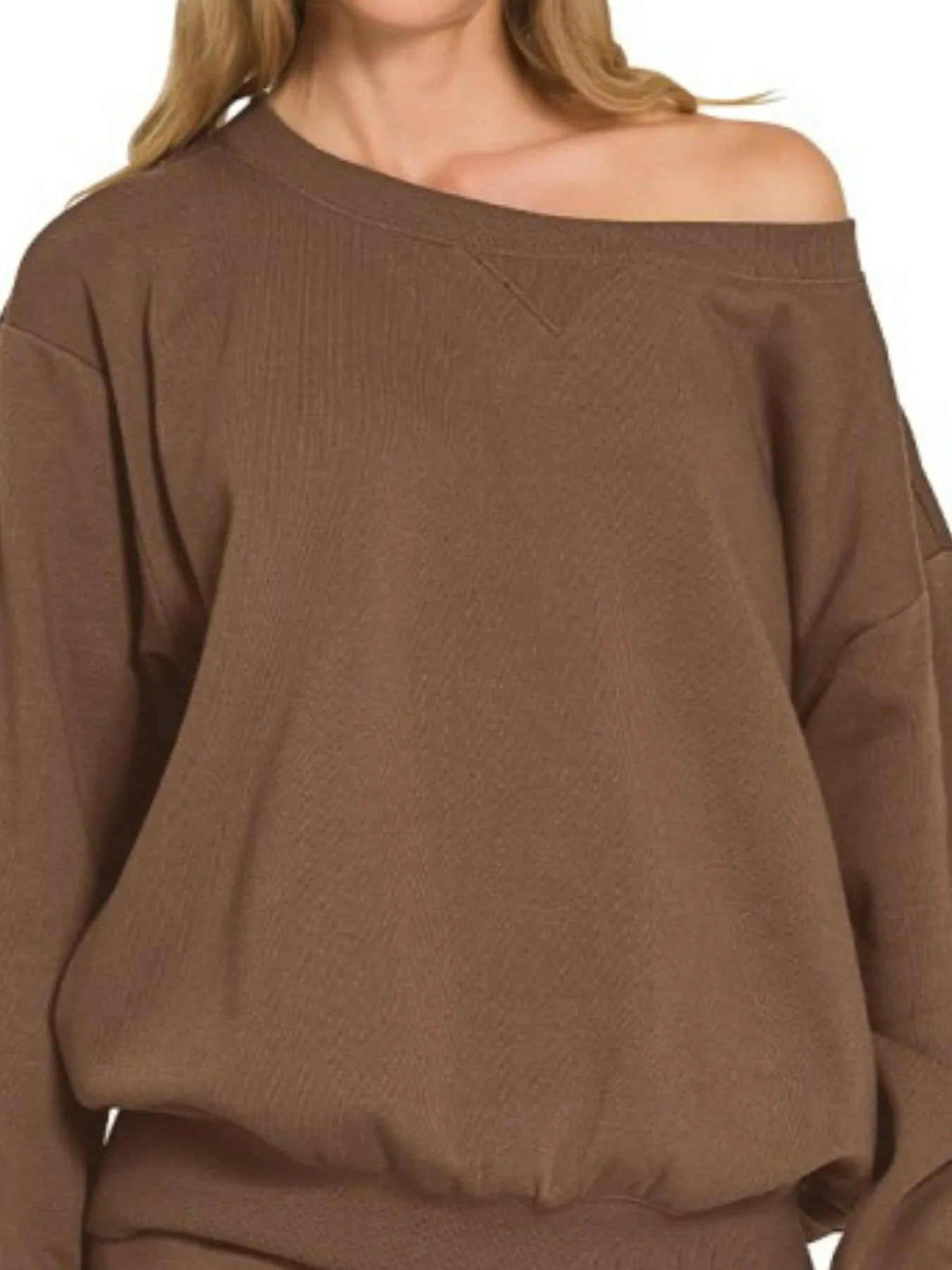 Zenana Fleece Boat Neck Sweatshirt and Shorts Set | Loungewear Sets Daverri Fashions