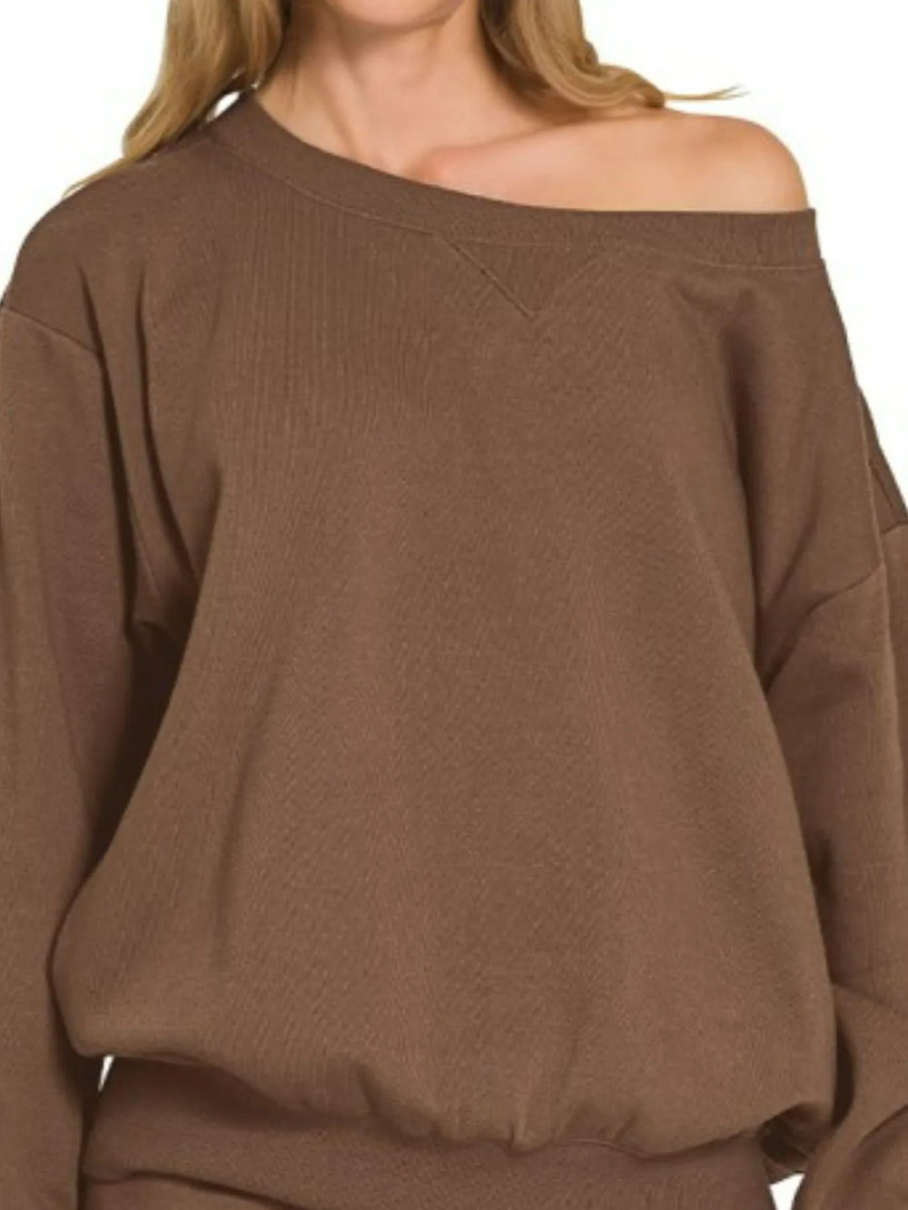 Zenana Fleece Boat Neck Sweatshirt and Shorts Set Outfit Sets