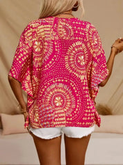 Printed V-Neck Half Sleeve Top | Blouses Daverri Fashions