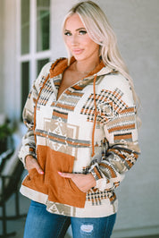 Geometric Quarter-Zip Hoodie | Hoodies Daverri Fashions