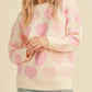 Heart Ribbed Hem Long Sleeve Sweater - DAVERRI FASHIONS