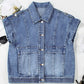 Button Up Cap Sleeve Denim Jacket - DAVERRI FASHIONS