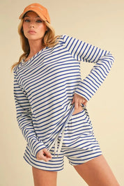 Aemi+Co Drawstring Contrast Striped Shorts | Daverri Fashions
