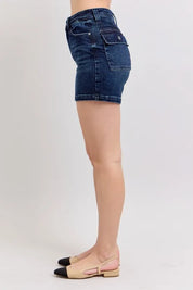 Judy Blue High Waist Back Flap Pocket Denim Shorts | Daverri Fashions