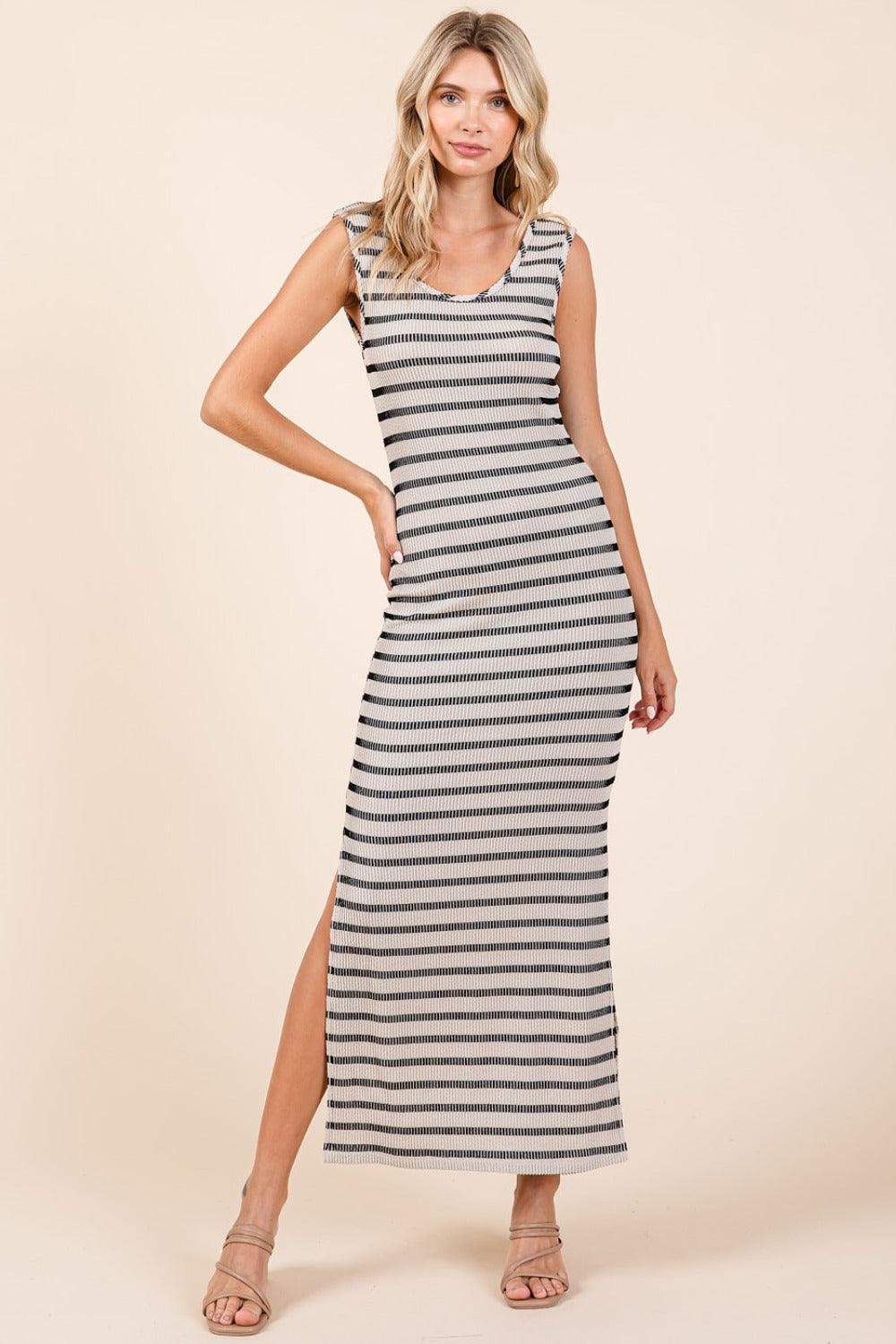 Mittoshop Striped Scoop Neck Sleeveless Maxi Dress - DAVERRI FASHIONS