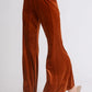 Umgee High Rise Elastic Waist Flare Pants Terracotta