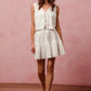 White SO ME floral eyelet lace sleeveless tiered dress with front tie