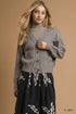 Umgee Chunky Cable Knit V-Neck Button-Up Cardigan H. Grey - DAVERRI FASHIONS
