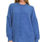Zenana Brushed Melange Hacci Oversized Sweater - DAVERRI FASHIONS