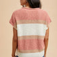 Annie Wear Low Gauge Color Block Textured Sweater Top