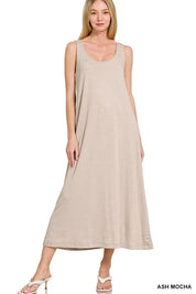 Zenana French Terry Twisted Strap Midi Dress | Daverri Fashions