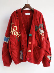 Scarlet One Size Cable Knit Button Up Cardigan | Cardigans Daverri Fashions