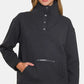 Zenana Turtleneck Half Snap Fleece Sweatshirt Black - DAVERRI FASHIONS