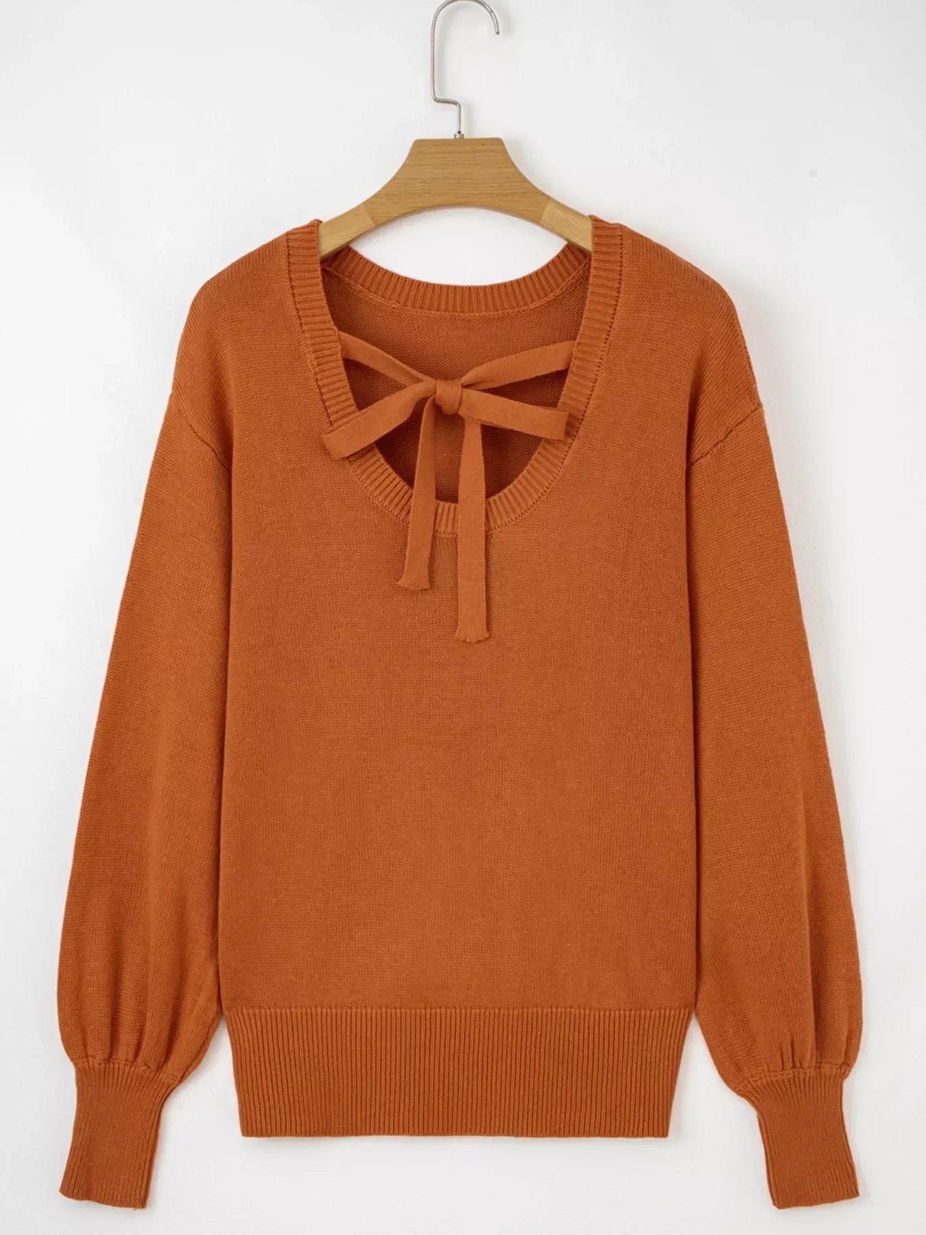 Solid Color Ribbed Trim Drop Shoulder Sweater - DAVERRI FASHIONS