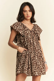 Davi & Dani Animal Printed Velvet Ribbon Mini Dress | Mini Dresses Daverri Fashions