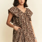 Davi & Dani Animal Printed Velvet Ribbon Mini Dress - DAVERRI FASHIONS