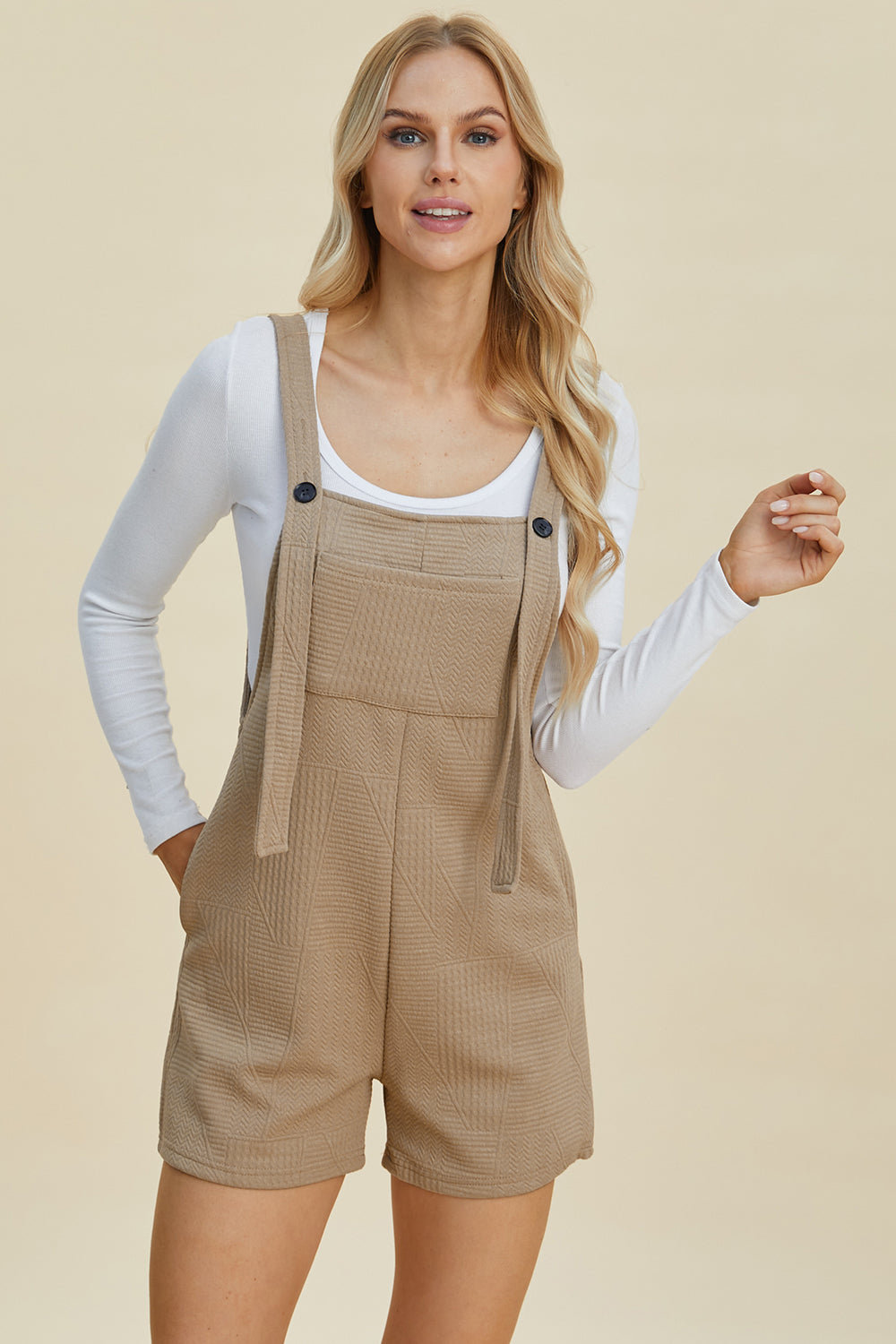 Double Take Textured Shortalls Plus Size Shortalls