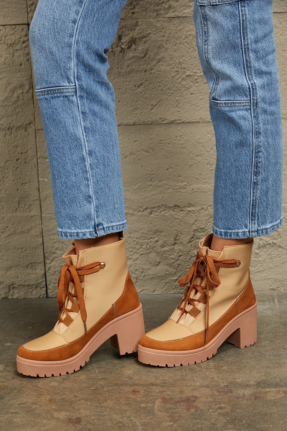 East Lion Corp Lace Up Lug Booties Clearance