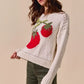 SO ME Vegetable Round Neck Long Sleeve Sweater - DAVERRI FASHIONS