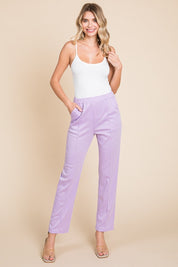 Culture Code Full Size Pin Tuck Detail Slim Pants Lilac Pants