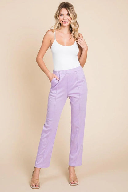Culture Code Full Size Pin Tuck Detail Slim Pants - DAVERRI FASHIONS