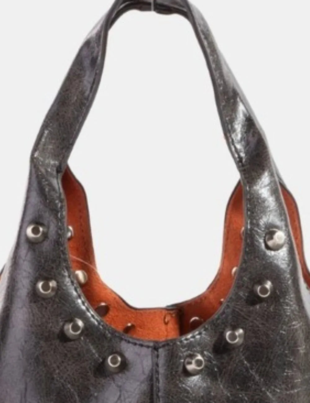 Fame Weathered Faux Leather And Studs Bucket Bag | Handbags Daverri Fashions