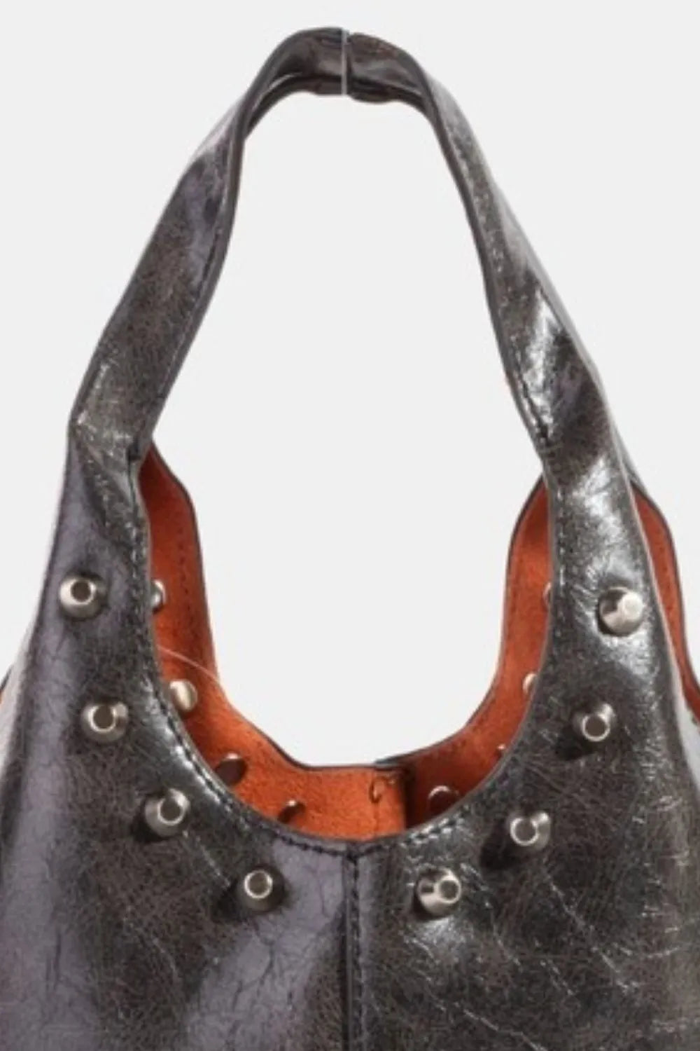 Fame Weathered Faux Leather And Studs Bucket Bag | Handbags Daverri Fashions