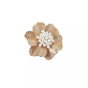 18K Gold-Plated Pearl Flower Ring | Rings Daverri Fashions
