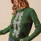 SO ME Sequins Bow Ribbon Embellished Christmas Sweater - DAVERRI FASHIONS